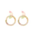 Pastel mosaic acetate geometric drop earrings with glitter finish in Korean style - Green Gray Blue Water Pattern Style(EH00047)