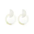 Minimalist white marble acrylic earrings with geometric circle drops for women - Brushed White Light Gray Style(EH00047)