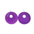 Three-layer nested purple acrylic circle hoop earrings with silver hooks for women - Circle Nested Design (EH00043) / Purple