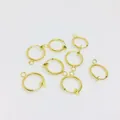Eight gold-plated 13mm spring clip-on earring converters for DIY jewelry making projects - 13mm / Gold