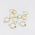Detailed close-up of 13mm gold plated spring ear clips with hanging loop for DIY jewelry - 13mm / Light gold