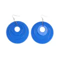 Royal blue multi-layered acrylic concentric hoop earrings with silver hooks for women - Circle Nested Design (EH00043) / Sapphire Blue