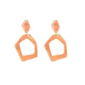 Boucles d'oreilles géométriques en acrylique orange pêche translucide avec anneaux dorés - Orange Pink (EH00004)