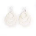 Creamy white acrylic earrings featuring a three-layer hollow floral hoop design - Floral Shape Design (EH00035) / White