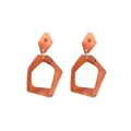 Boucles d'oreilles géométriques en acétate ambre et acrylique motif écaille - Coral Red (EH00004)