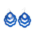 Chic multilayer blue floral acrylic drop earrings with elegant silver hooks for women - Floral Shape Design (EH00035) / Sapphire Blue