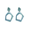 Boucles d'oreilles géométriques en acrylique à motif marbré bleu et métal doré - Blue (EH00004)