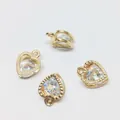 Golden alloy heart charms with sparkling cubic zirconia for DIY jewelry making - Heart Shape / Gold
