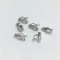 6 pieces of silver metal clip-on earring converters with loops for non-pierced ears - With Loop / White Gold