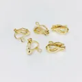 Five gold-plated triangular clip-on earring converters with loop for DIY jewelry making - With Loop / Light gold