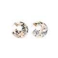 Chic gold-tone C-shape earrings with black marble pattern on off-white resin base - Beige Black Ink Marble C-Hoop (EH00196)