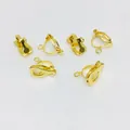Detail of six gold-plated non-pierced earring converter clips for DIY jewelry making - With Loop / Gold