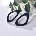 Dunkelblaue unregelmäßige ovale Acryl-Ohrringe mit Hochglanz-Finish im Minimal-Stil - Dunkelblauer Creolen (EH00030)