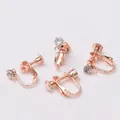 Rose gold screw-on clip-on earring converters with 4mm zircon for non-pierced ears - Rose Gold