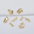 Set de 6 adaptadores de pendientes de clip triangulares bañados en oro 18k para joyería - Oro claro