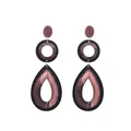 Boucles d'oreilles géométriques en acrylique noir et résine marbrée ambre rétro - Rose Pink (EH00051)