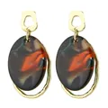 Boucles d'oreilles rétro en acrylique écaille de tortue avec base dorée élégante - Green Coffee (EH00146)