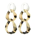 Boucles d'oreilles en acrylique à trois anneaux écaillés et élément transparent - Coffee Acetate (EH00161)