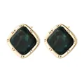 Boucles d'oreilles carrées dorées avec résine marbre vert et chiffres romains - Deep Green (EH00165)