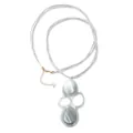Collar moderno de cordón blanco con colgante de resina veteada y cierres dorados - Colgante de Arte Gris Claro Cepillado