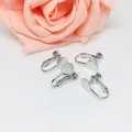 Macro shot of silver-plated screw earring converters for DIY jewelry making - Without Hanging Loop / Silver