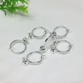 Silver round spring clip-on earring converters with dangling loop for DIY jewelry making - Thick Silver