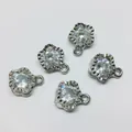Silver flower pendant charms with cubic zirconia stones for DIY jewelry making 5pcs - Plum Blossom / Silver