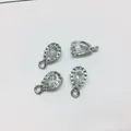 Silver teardrop alloy charms with clear zircons and loop for DIY jewelry making - Water Drop Shape / Silver