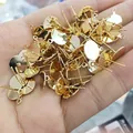 14k gold plated S925 silver pin ear stud base with flat round disk and loop for DIY jewelry - 6mm Flat Base / 14K Gold Plated (Color Retention)
