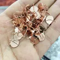 Rose gold flat base stud earring components with hanging loops for DIY jewelry making - 6mm Flat Base / Rose Gold Plated