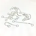 Λεπτομέρεια από ασημένιες αλυσίδες box 0,8 mm με κρίκους για DIY κατασκευή σκουλαρικιών - Ασημί