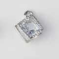 Silver square zircon pendant with metal base for DIY jewelry making and earrings - Square Shape / Silver