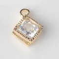 Golden square alloy pendant featuring a large inset clear zircon stone for jewelry making - Square Shape / Gold