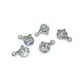 Five silver alloy star-shaped pendants with inlaid zircons for DIY jewelry making - Four-leaf Clover / Silver