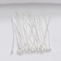 Close-up of silver ball head pins for jewelry making on white textured fabric - 20mm / Silver
