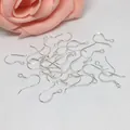 Polished S925 sterling silver ear hooks for DIY earring making on white background - Flattened Style / Silver