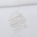 Polished silver eye pins for DIY jewelry making and handmade beaded accessories - 40mm x 0.7mm / Silver (Color Retention)