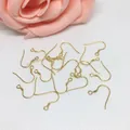 18k gold plated S925 sterling silver DIY fish hook earrings with decorative wire - Round Wire Style (D23) / Gold