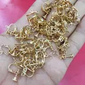 14K gold plated screw-on earring converters with loop for DIY jewelry making - Flat Head Style (D44) / 14K Gold