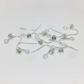 Gros plan de crochets de boucles d'oreilles argentés avec zircons ronds brillants - Rond Couleur Argent Véritable