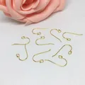 Set of 4 pairs of 18k gold plated S925 sterling silver fish hook earrings for DIY jewelry - Bead End Style (D31) / Gold
