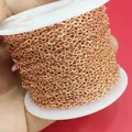 Primer plano de cadena de eslabones planos bañada en oro de 14k para joyería DIY - Estilo J2 (Ancho 2.1) / Oro rosa