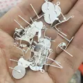 Silver plated earring post findings with flat base and side loop for DIY jewelry - 6mm Flat Base / Silver