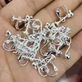 Convertitori per orecchini a clip argentati con vite e sfera 4mm per gioielli fai da te - argento spesso