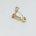 Convertidor de pendientes de clip ajustable dorado con circonita brillante para orejas sin agujero - Oro Claro Zirconia Blanca