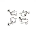 Silver screw-back earring converters with hanging loop for non-pierced ears diy jewelry - Flat Head Style (Z13) / White Gold