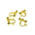 Gold plated screw earring converter for non-pierced ears diy jewelry making set of four - Round Head Style (D34) / 18K Gold
