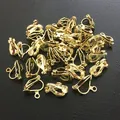 Convertidores de pendientes chapados en oro para orejas sin perforar sobre cuero negro - Sin Bucle (Z4) / Oro claro