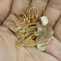 Detail showing 14k gold-plated ear hooks with flat base for DIY jewelry making - 14K Gold Without Loop / 8mm