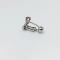 Clip de oreja de tornillo plateado con circón champán para joyería DIY sin agujeros - K Blanco Zirconia Champán